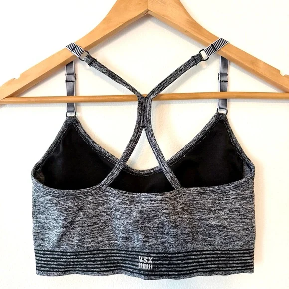 Victoria's Secret VSX Wireless Strappy Racerback Black Heathered Sports Bra - Picture 2 of 10